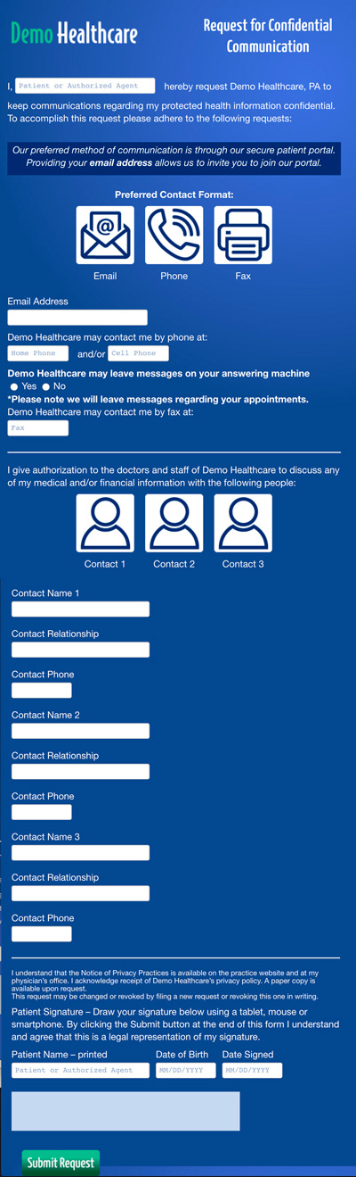 Typical patient form without Conditional Fields