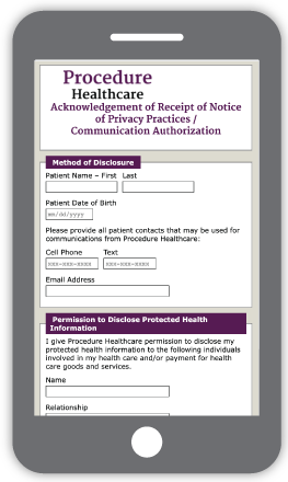 Secure patient form on Responsive Smartphone