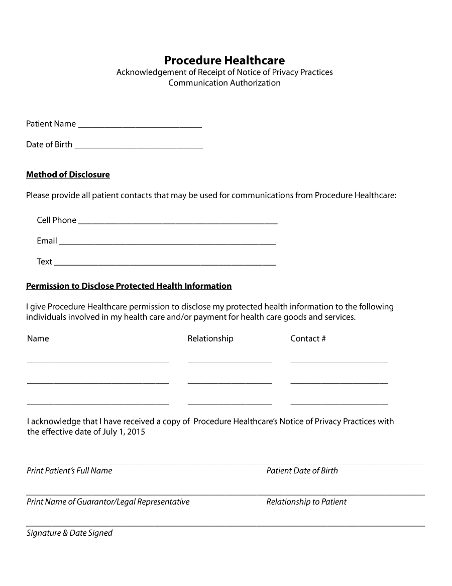 Secure patient form Customer PDF