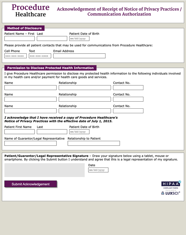 The Form Team online patient form